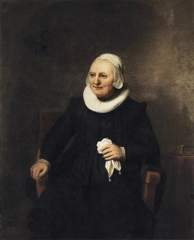 Bir mendil ile oturan bir kadının portresi - Rembrandt