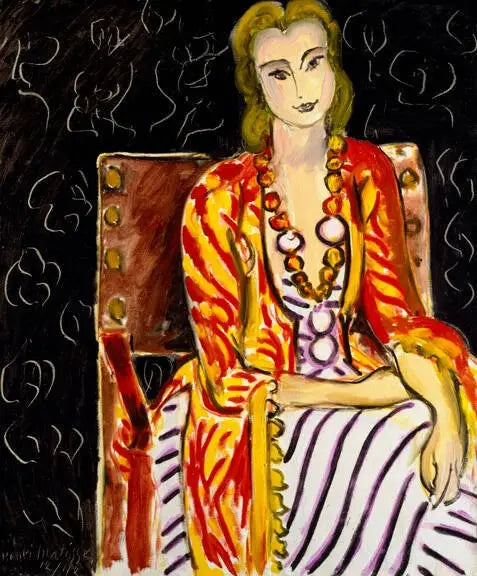 Siyah arka planda oturan kadın - Henri Matisse