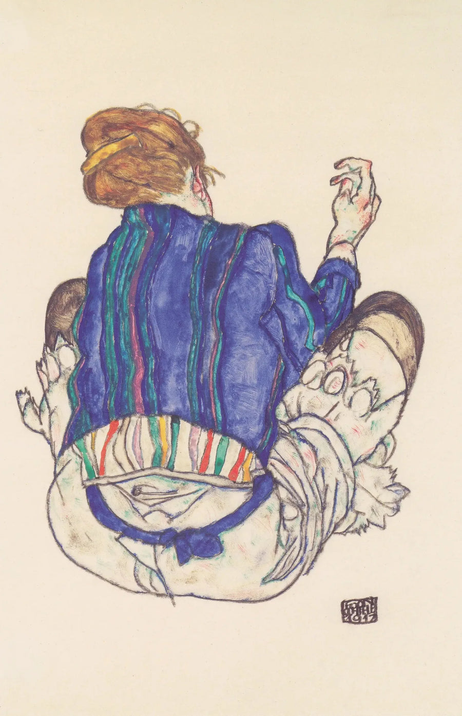 Sırtı dönük oturan kadın - Egon Schiele