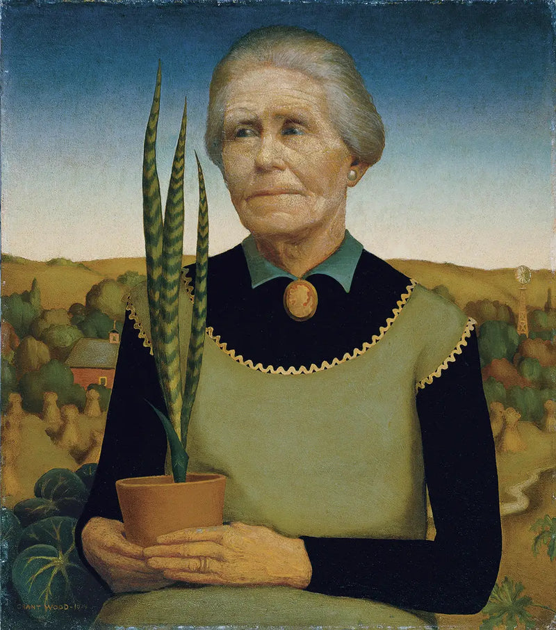 Bitkilerle Kadın - Grant Wood