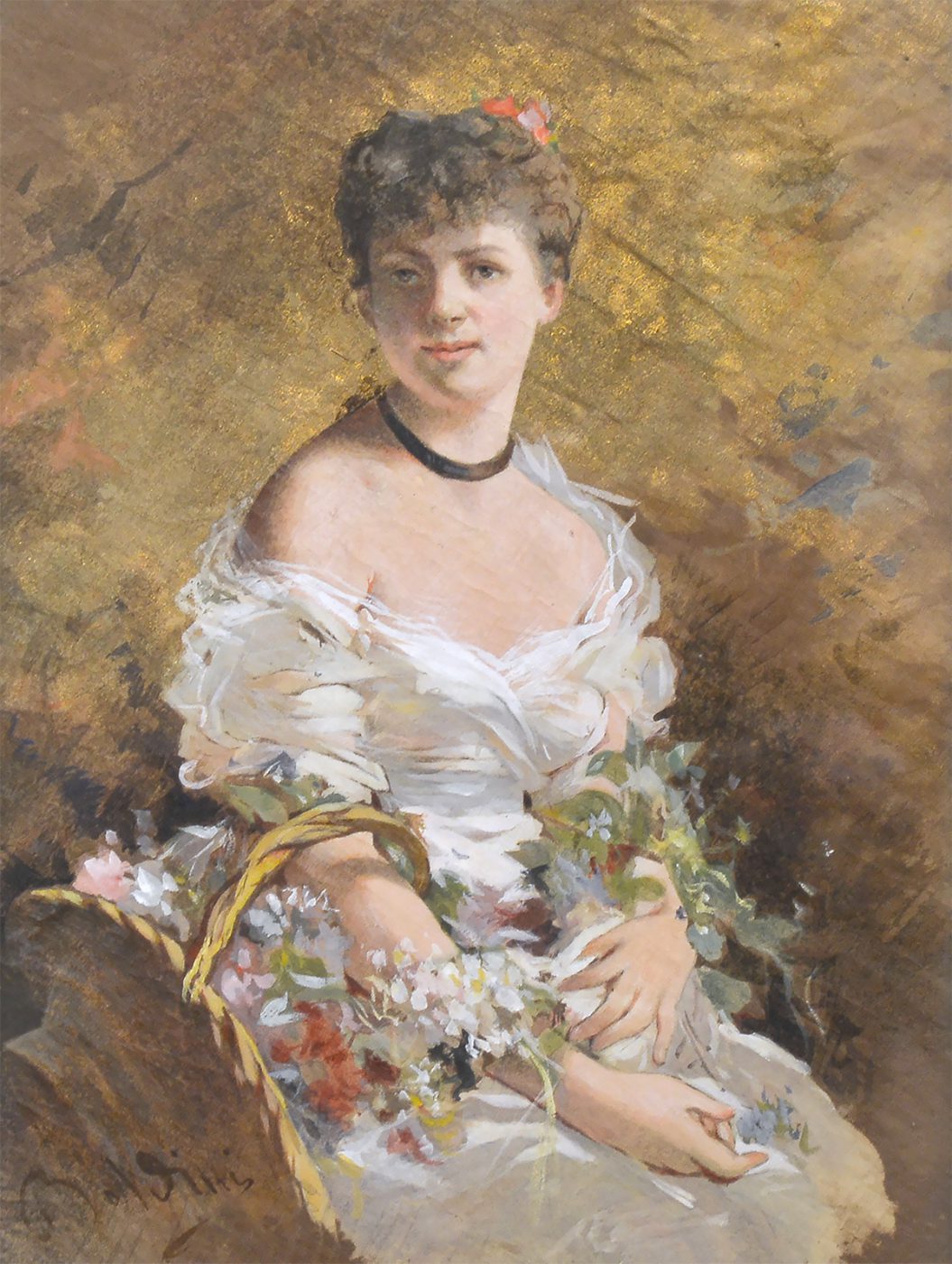 Femme avec des fleurs - Giovanni Boldini