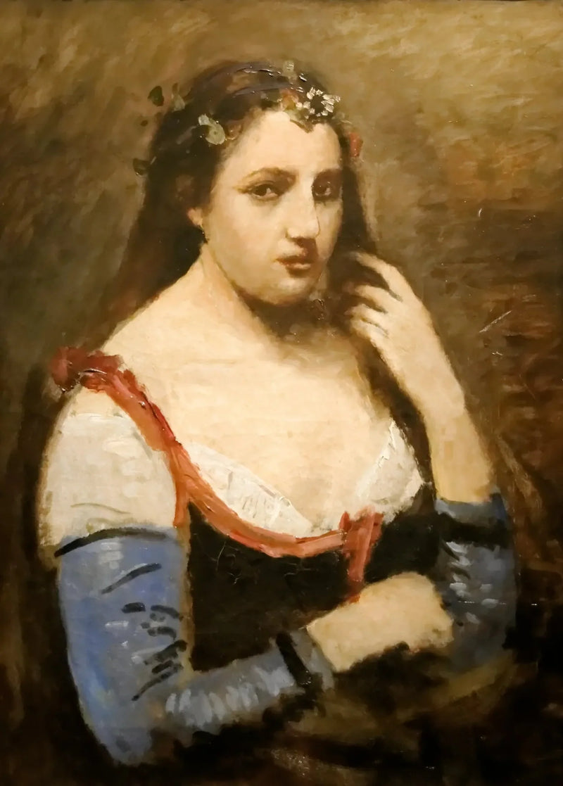 Papatyalarla Kadın - Jean-Baptiste Camille Corot