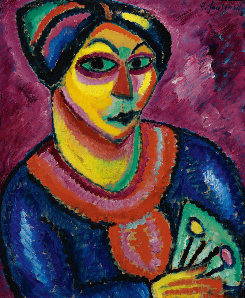 Yeşil bir yelpazeli kadın - Alexej von Jawlensky