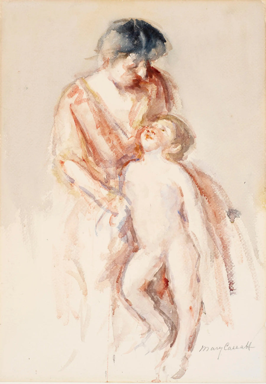 Solundaki çıplak bir çocukla kadın - Mary Cassatt