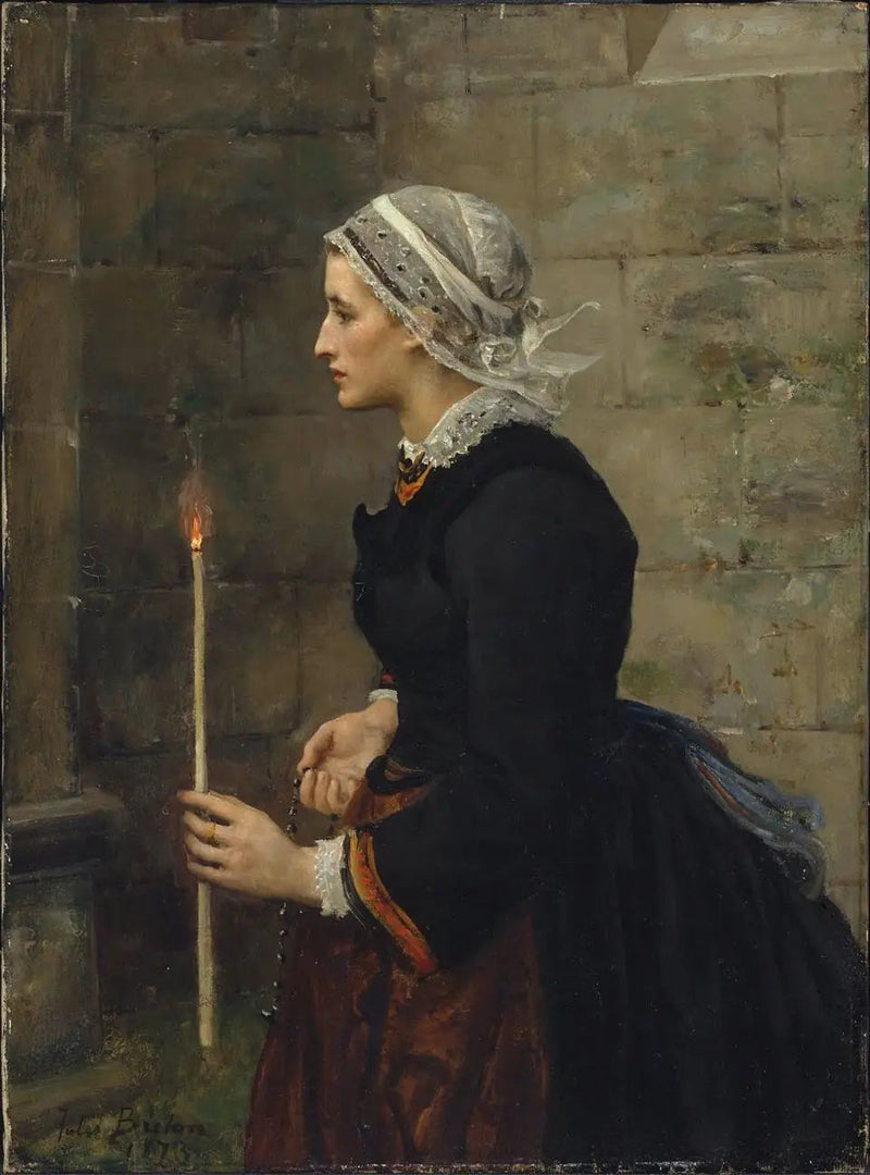 İnce bir mum tutan kadın - Jules Breton