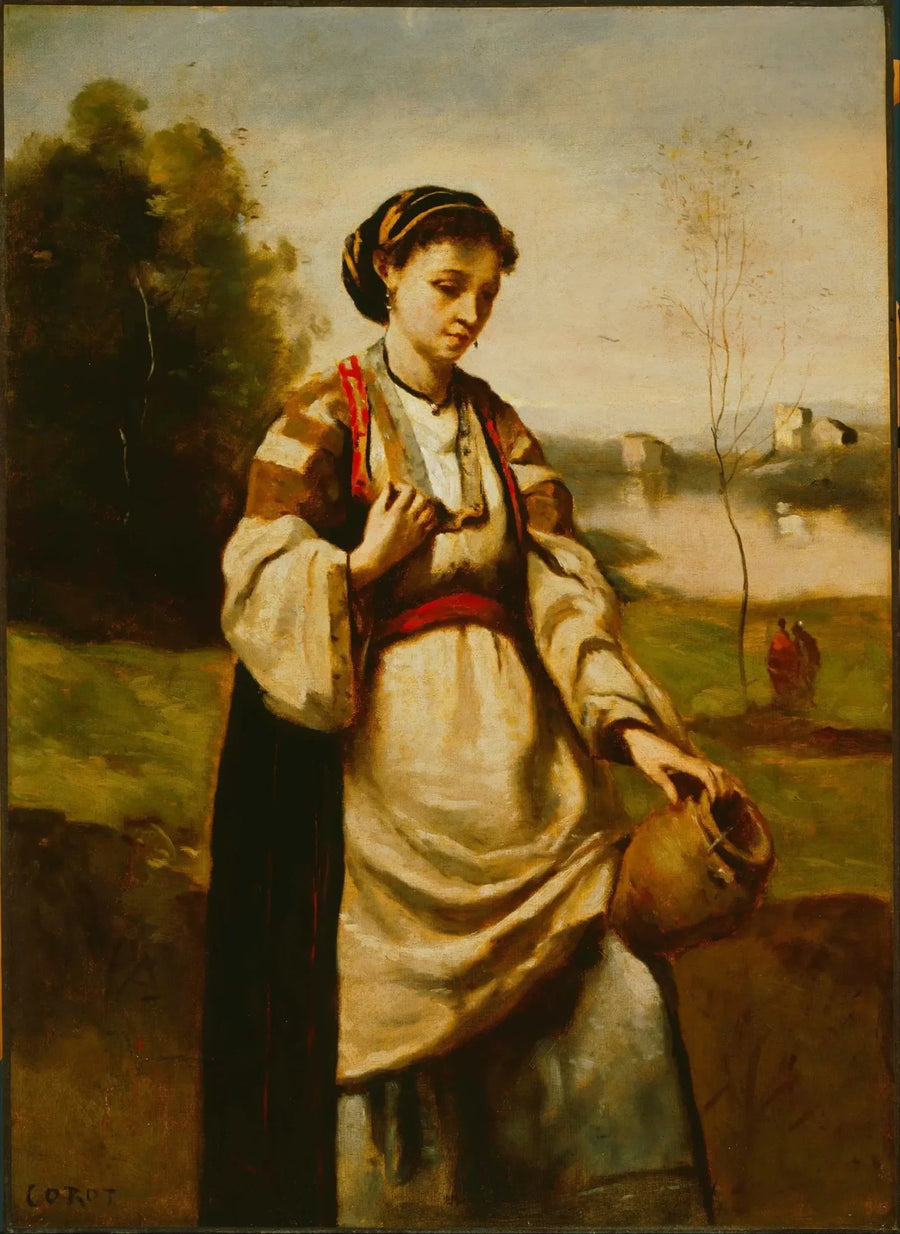 Kadın ve su testiği - Jean-Baptiste Camille Corot