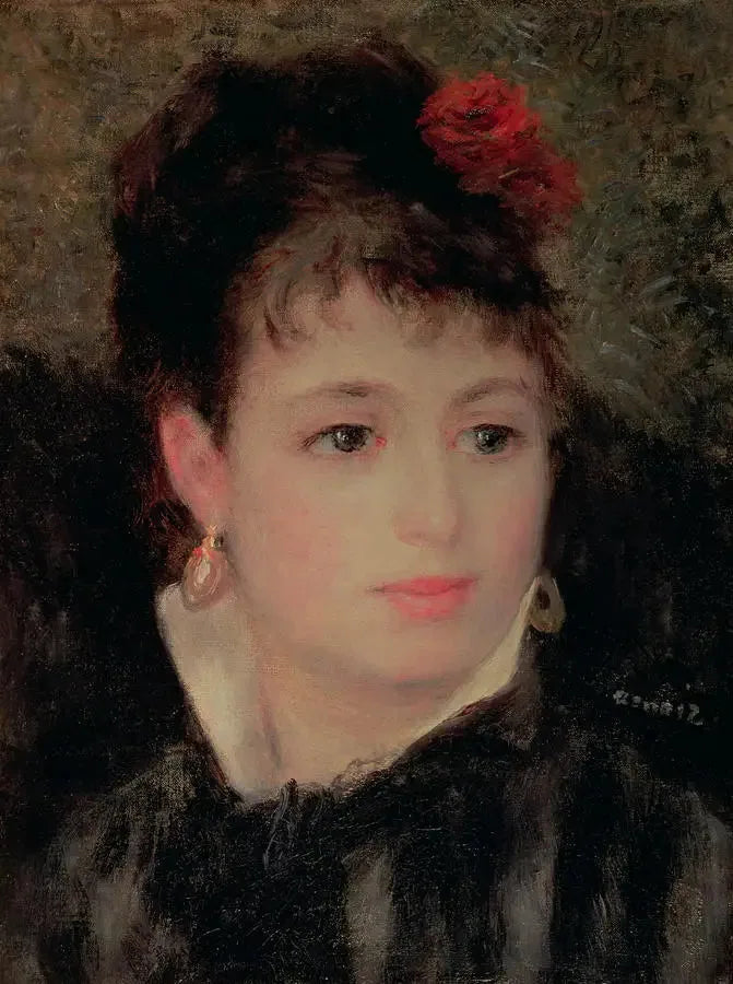 Saçında gül olan kadın - Pierre-Auguste Renoir