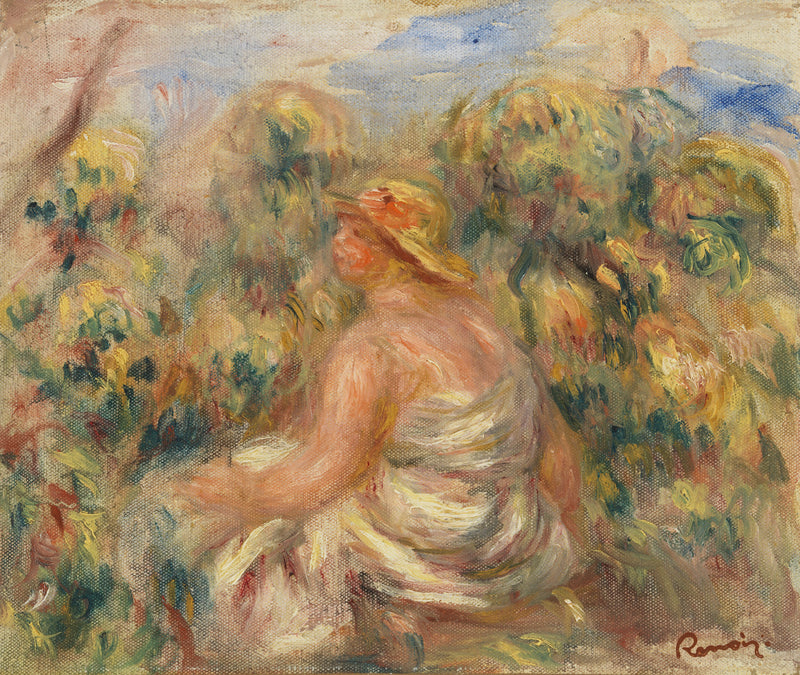 Şapkalı Kadın Bir Manzarada - Pierre-Auguste Renoir