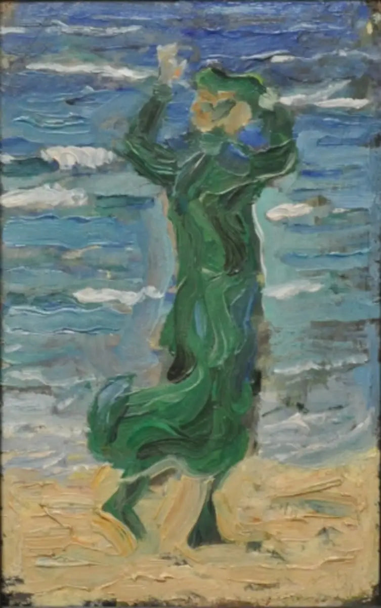 Rüzgarda Kadın Deniz Kenarında - Franz Marc