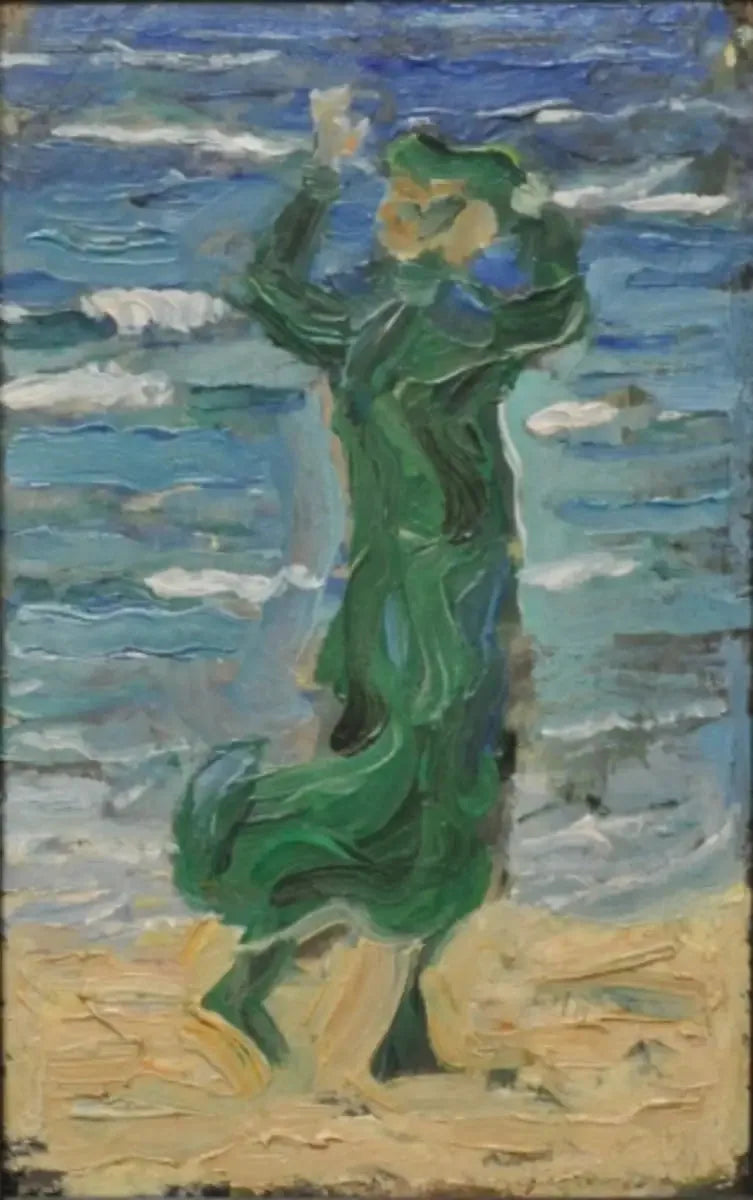 Femme dans le vent au bord de la mer - Franz Marc image 1 tableau peint à l’huile sur toile