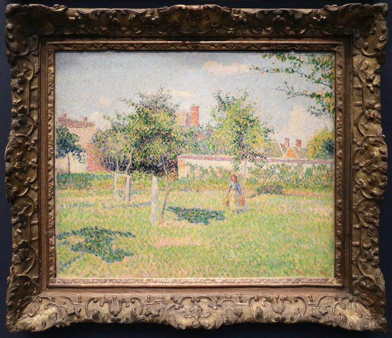 Bir bahçede kadın, Éragny'de bahar güneşi altında çayır - Camille Pissarro