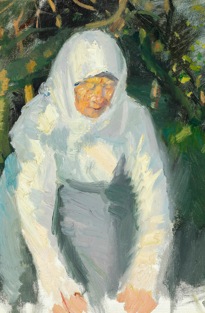 Skagenli kadın, beyaz şal ile - Anna Ancher