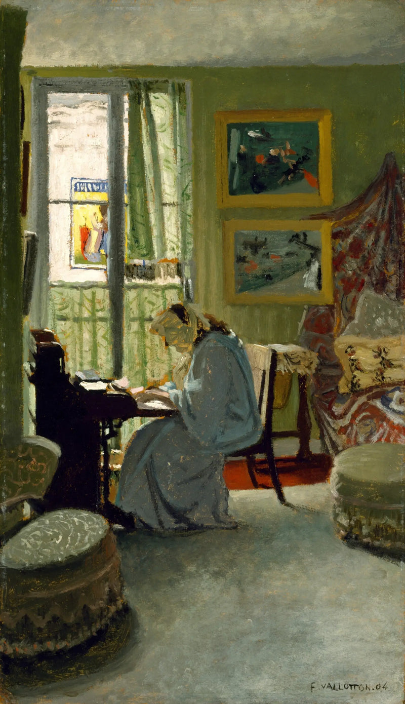 Kadın iç mekanda yazı yazıyor - Félix Vallotton