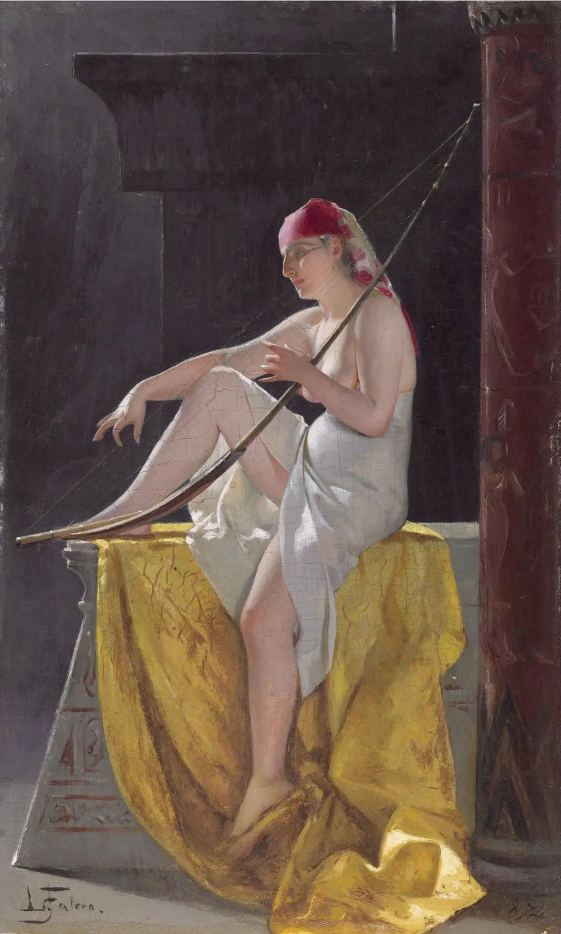 Mısır Kadını ve Bir Lir - Luis Ricardo Falero