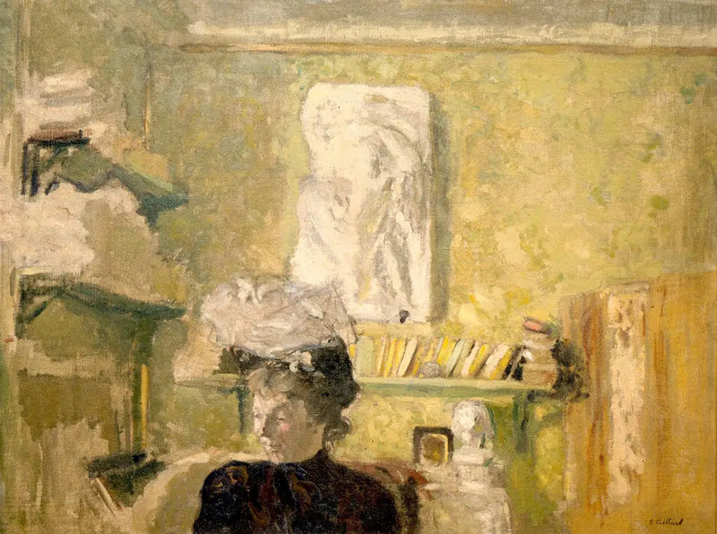 Şapka Takmış Kadın, Bir Kabartma Kabartması Önünde - Édouard Vuillard