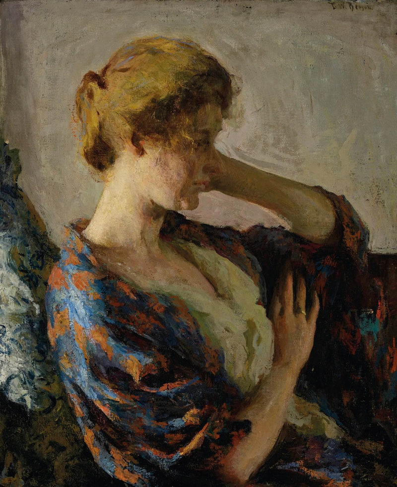 Mavi kimono giymiş kadın - Frank Weston Benson