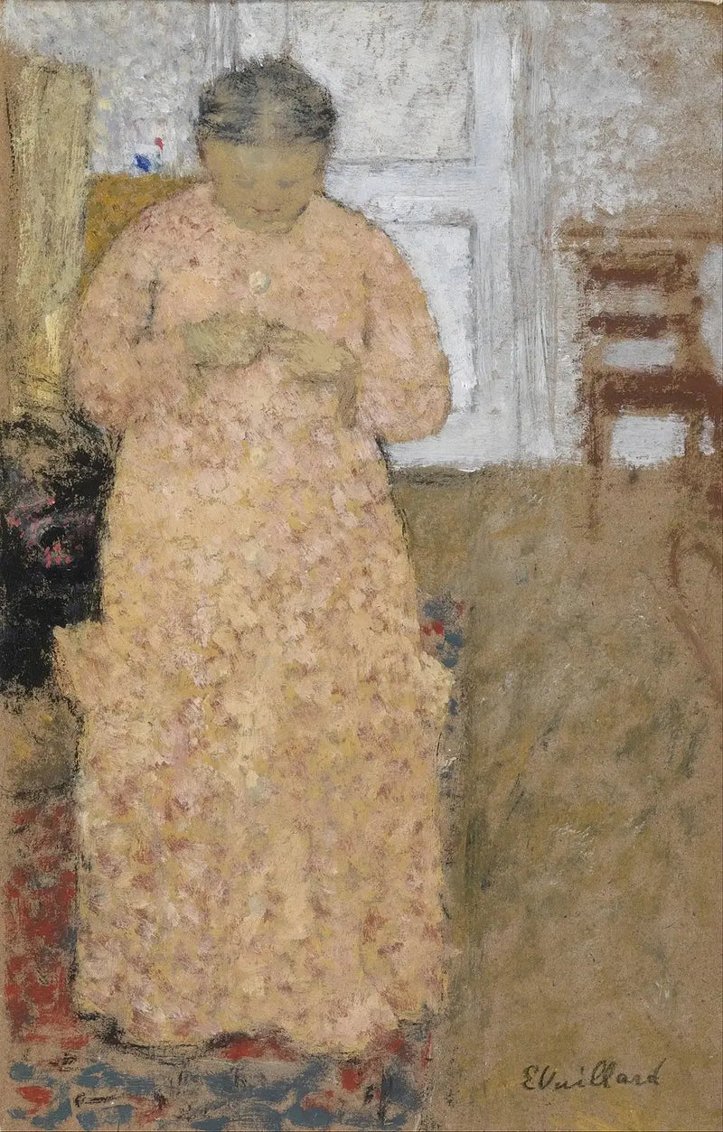 Pembe kadın örüyor - Édouard Vuillard