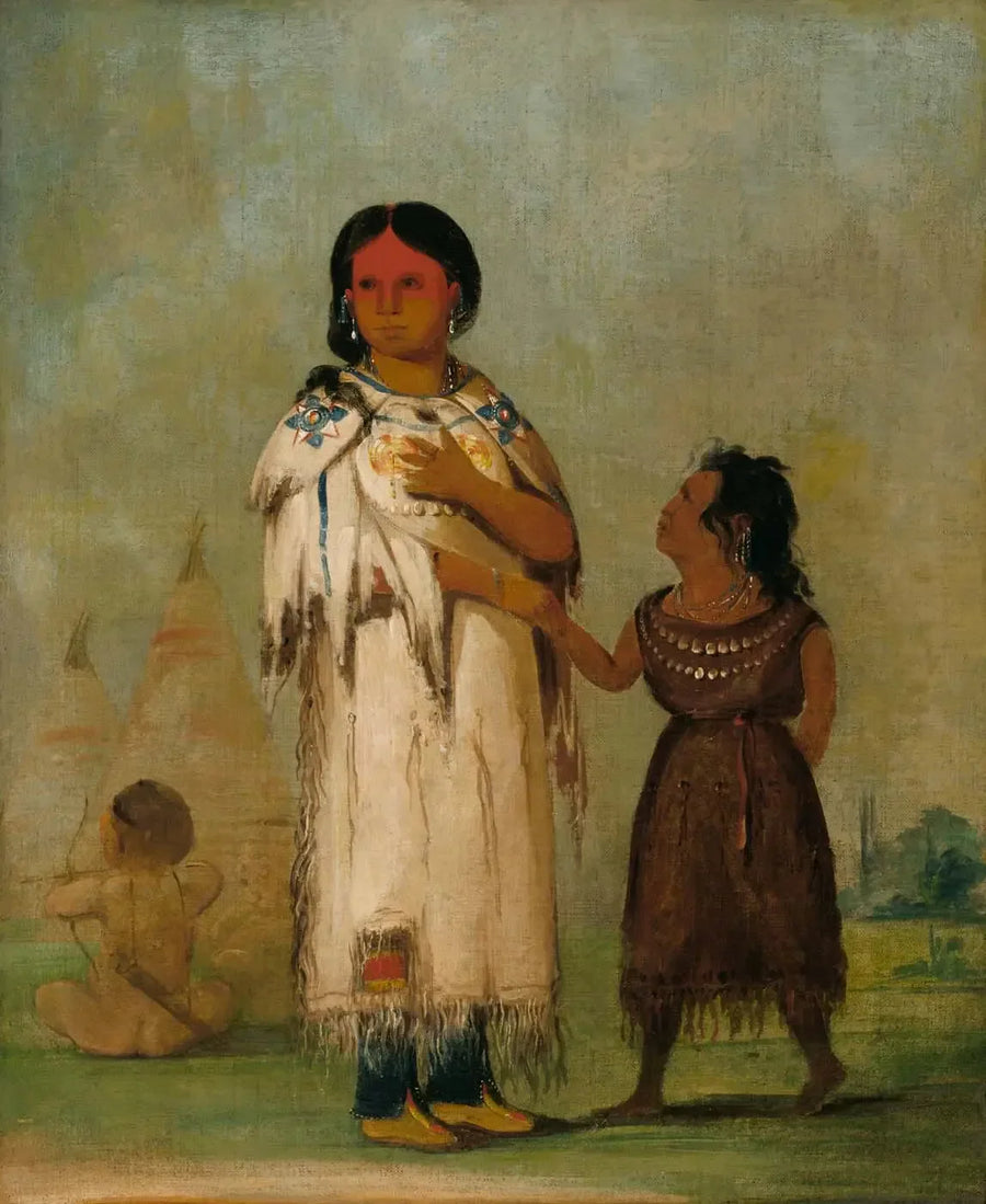 Kadın ve çocuk Assiniboine - George Catlin