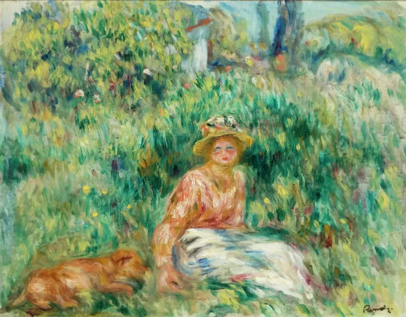 Çimenlerde Kadın ve Rip - Pierre-Auguste Renoir