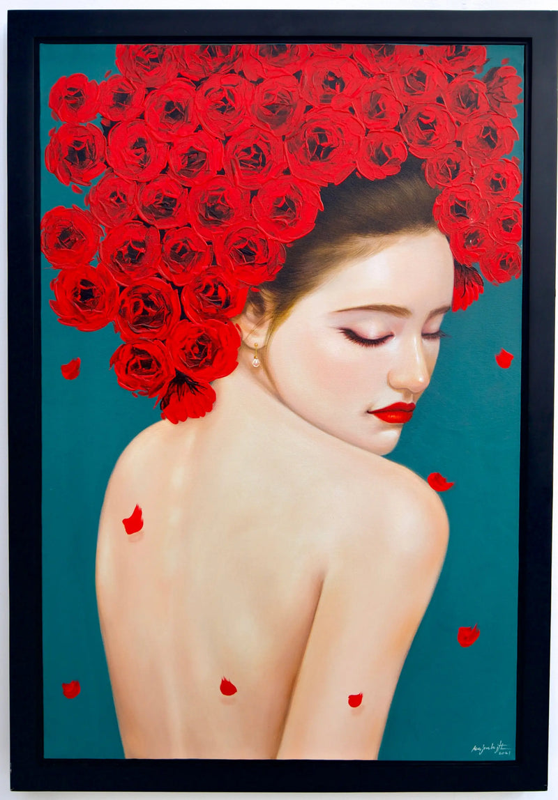 Güllerle Narın Kadın | 60x90 cm