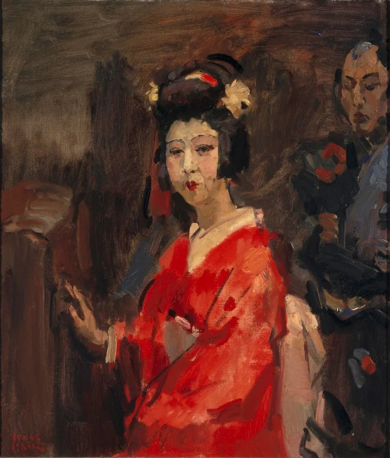 Kırmızı Kimono Giymiş Japon Kadını - Isaac Israëls