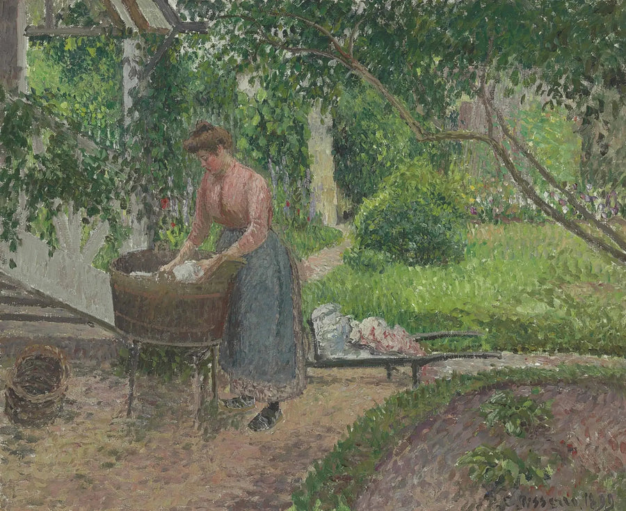 Bahçede çamaşır yıkayan kadın, Éragny - Camille Pissarro