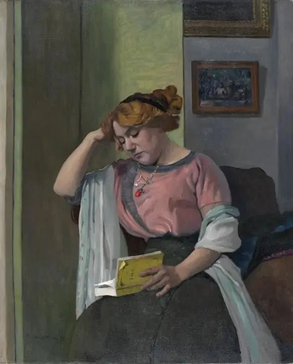 Kadın iç mekanda okuyor - Félix Vallotton