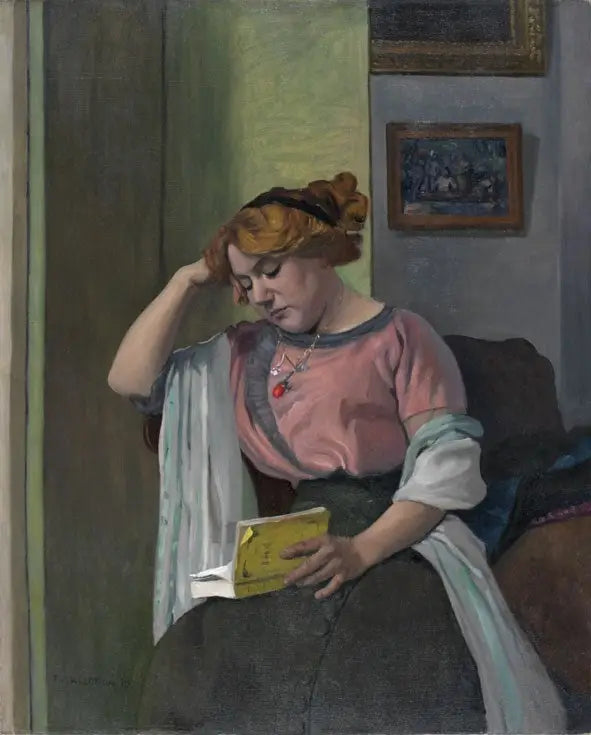 Kadın iç mekanda okuyor - Félix Vallotton
