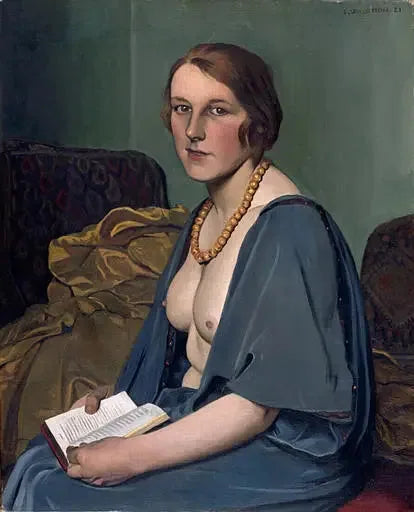 Kadın çıplak göğüsleriyle okuyor - Félix Vallotton