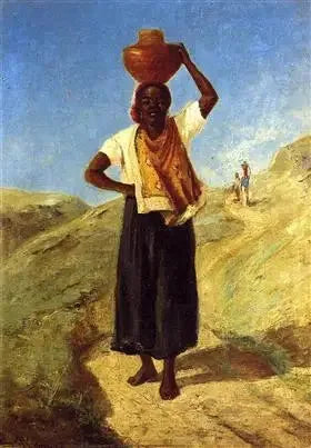 Başında bir sürahi taşıyan Siyah Kadın - Camille Pissarro