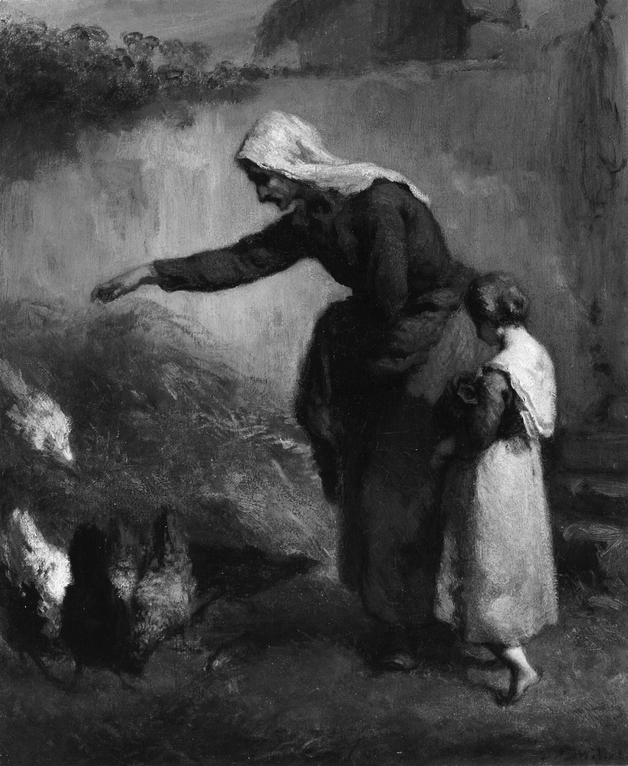 Femme nourrissant des poulets - Jean-François Millet