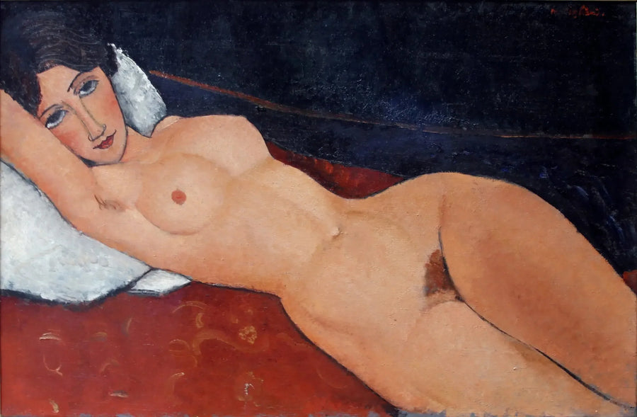 Yastık üzerinde uzanan çıplak kadın - Amedeo Modigliani
