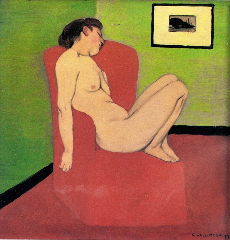 Çıplak Oturmuş Kadın Bir Sandalyede - Félix Vallotton