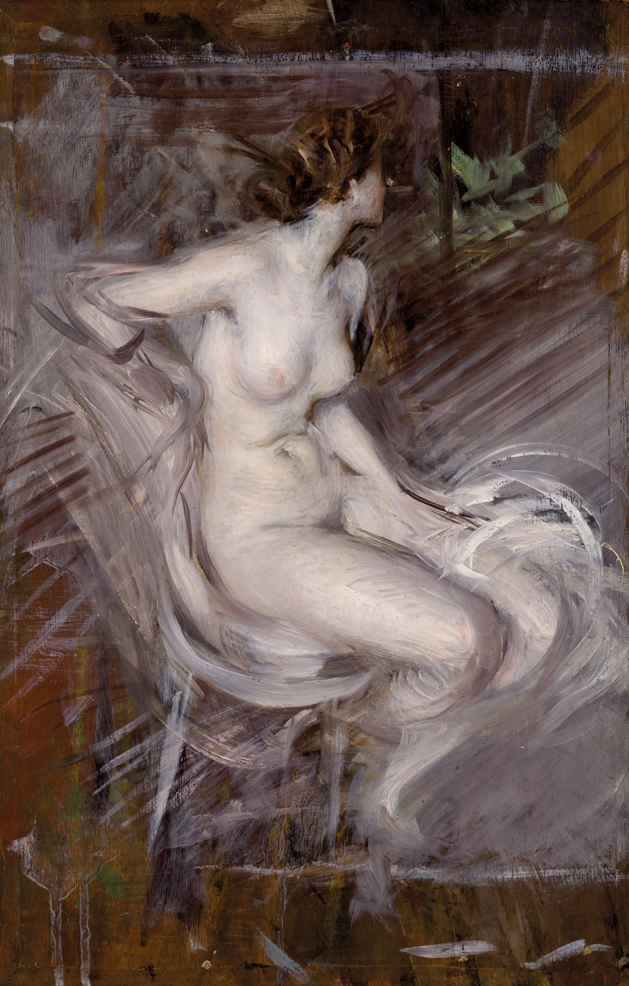 Femme nue assise (nu couleur perle) - Giovanni Boldini