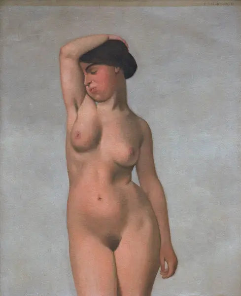 Çıplak kadın ve yukarı kaldırılmış sütyen - Félix Vallotton