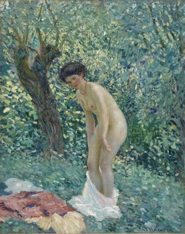 Kadın çıplak ormanda - Frederick Carl Frieseke