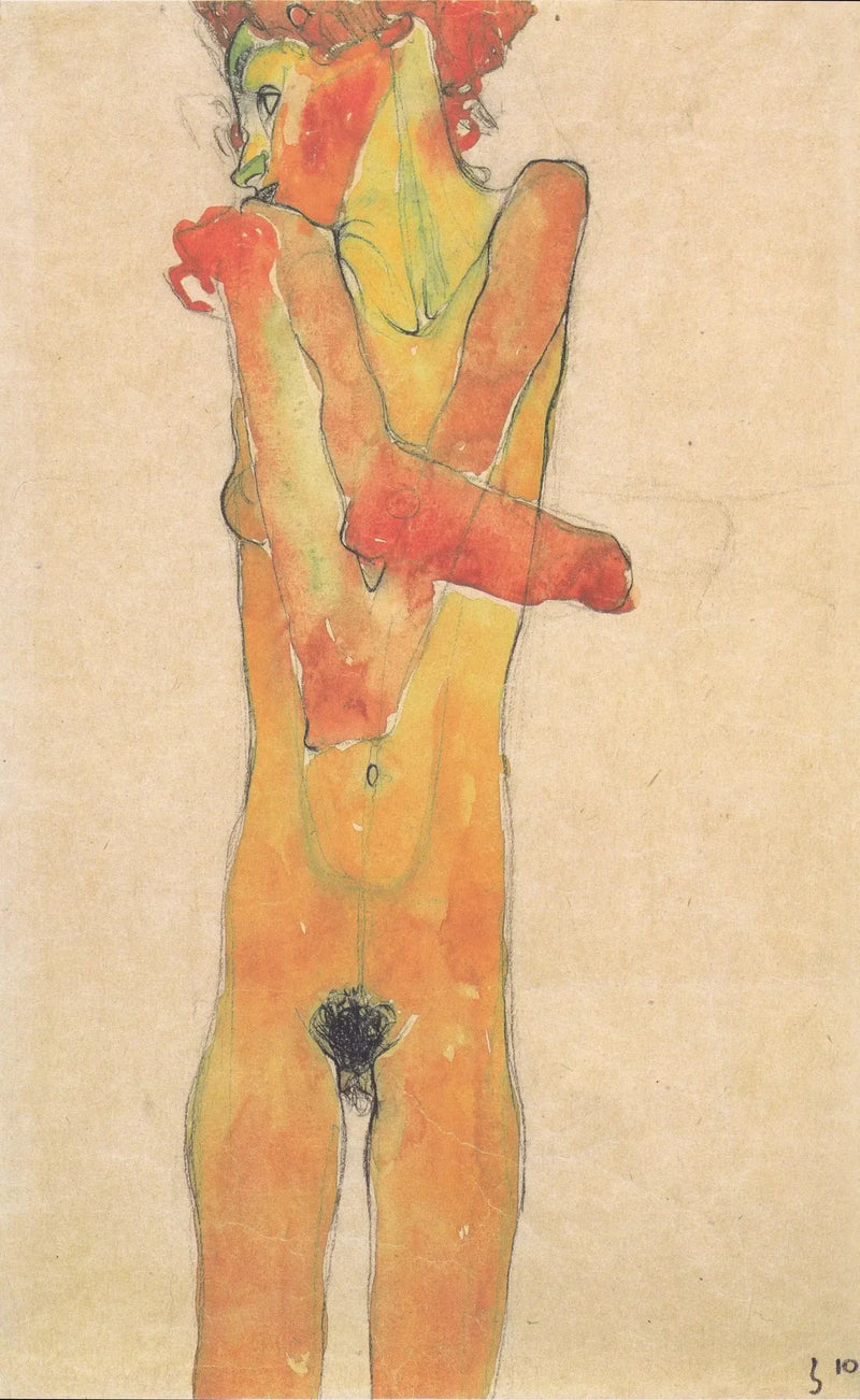 Kolları kavuşturmuş çıplak kadın - Egon Schiele