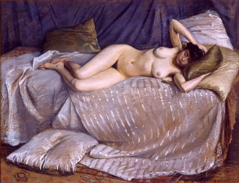Divanda Yatan Çıplak Kadın - Gustave Caillebotte