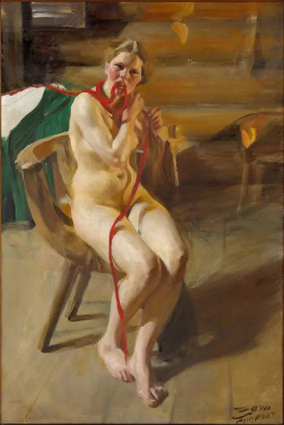 Çıplak kadın saçlarını tarıyor - Anders Zorn