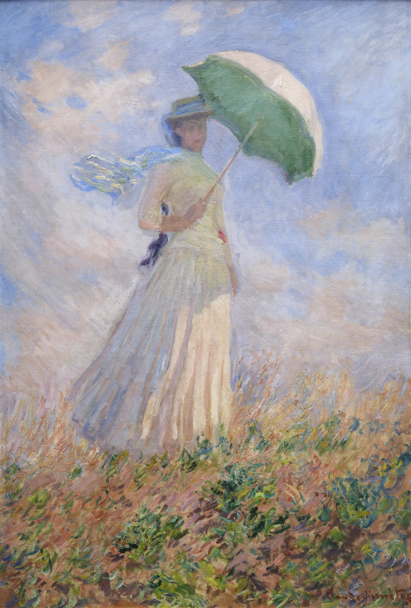 Sağa Bakan Şemsiyeli Kadın W1076 - Claude Monet
