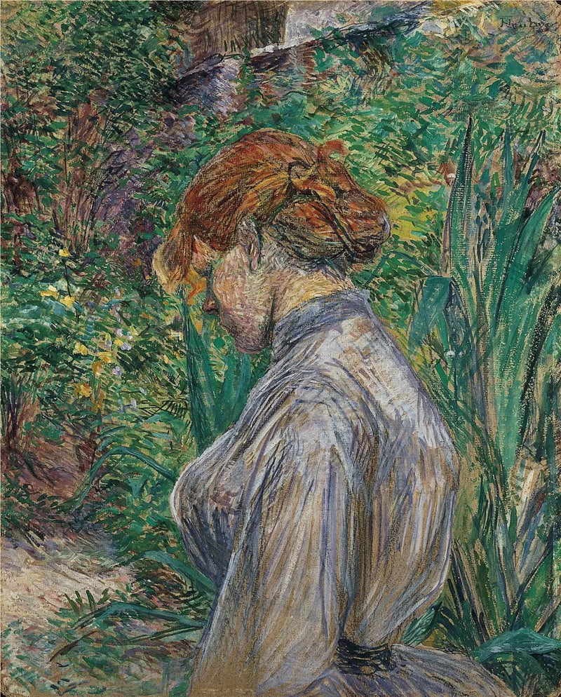 M. Forest'in bahçesinde oturan kızıl kadın - Henri de Toulouse-Lautrec