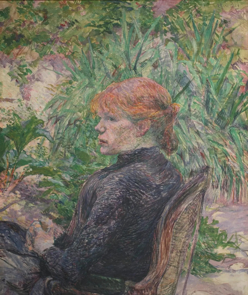 M. Forest'in bahçesinde oturan kızıl kadın - Henri de Toulouse-Lautrec