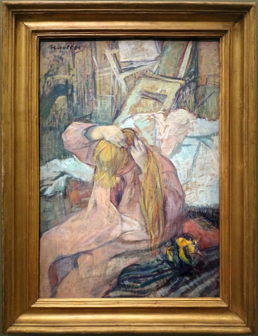Kadın saçını yapıyor. Saçını tarayan - Henri de Toulouse-Lautrec