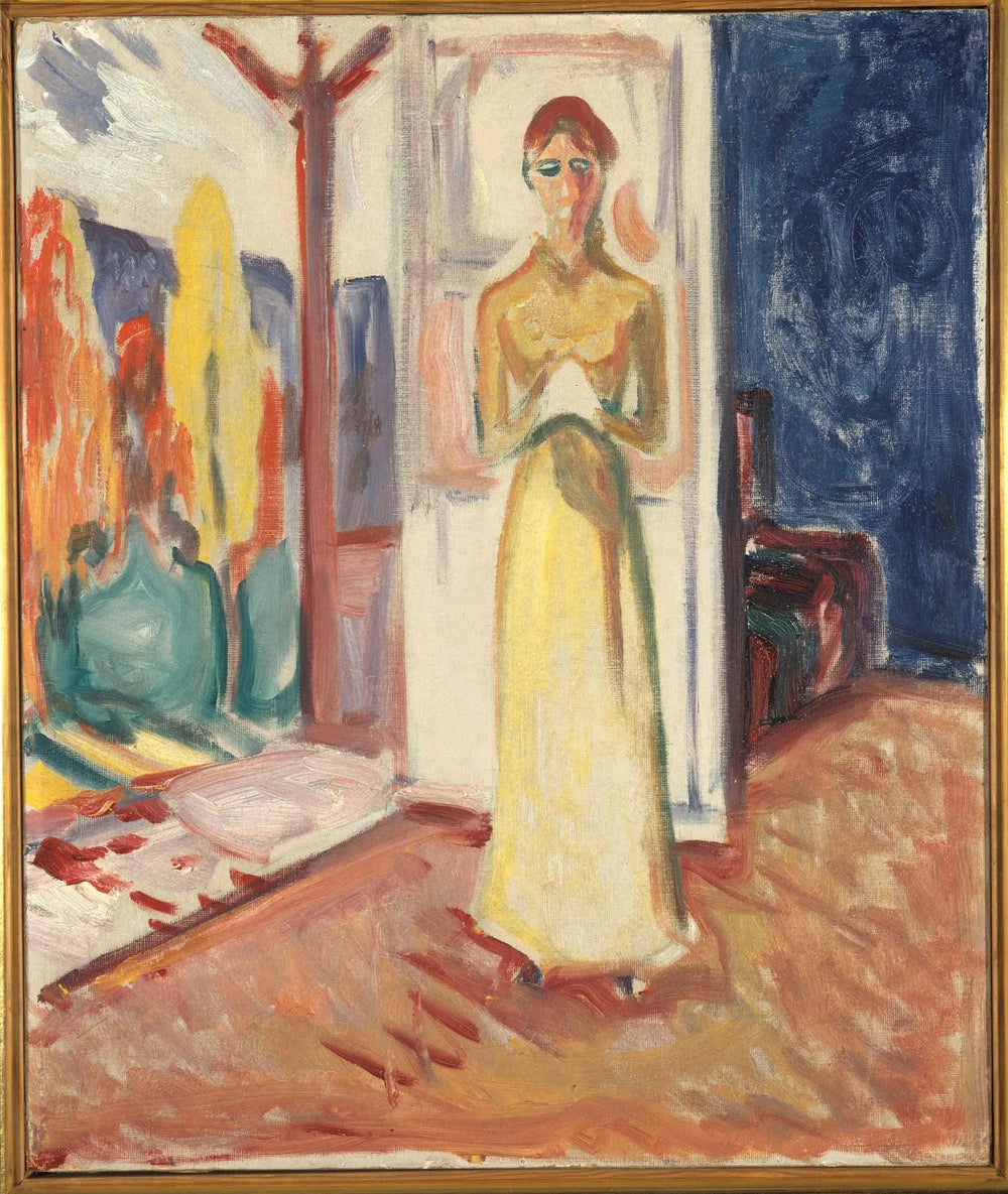 Femme se tenant dans l'embrasure de la porte - Edvard Munch image 1 tableau peint à l’huile sur toile