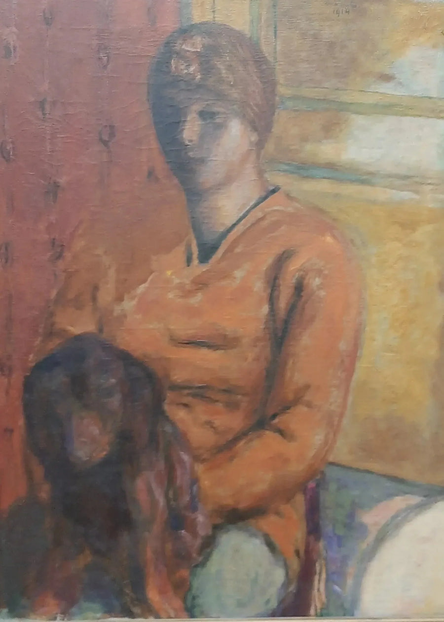 Dizinde bir köpek tutan kadın - Pierre Bonnard