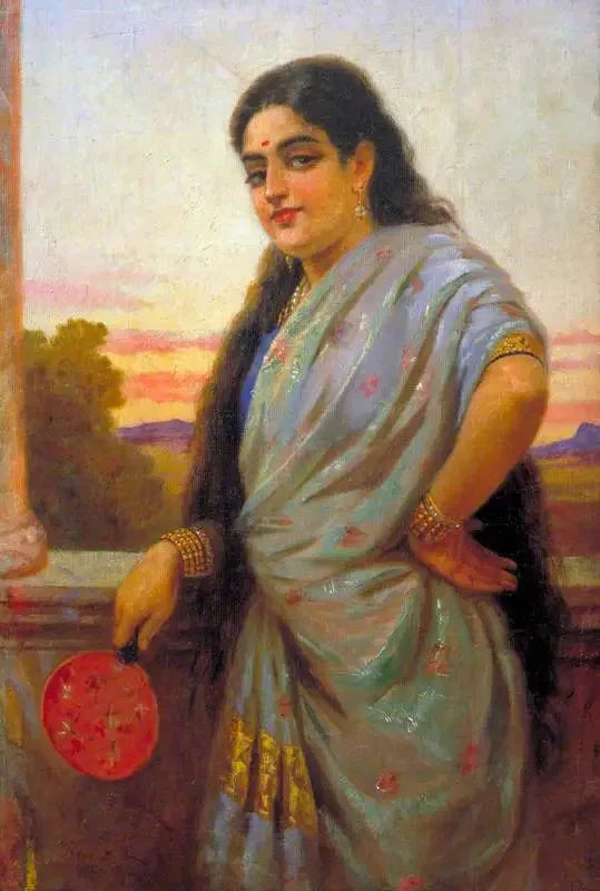 Kadın elinde fan tutuyor - Ravi Varmâ