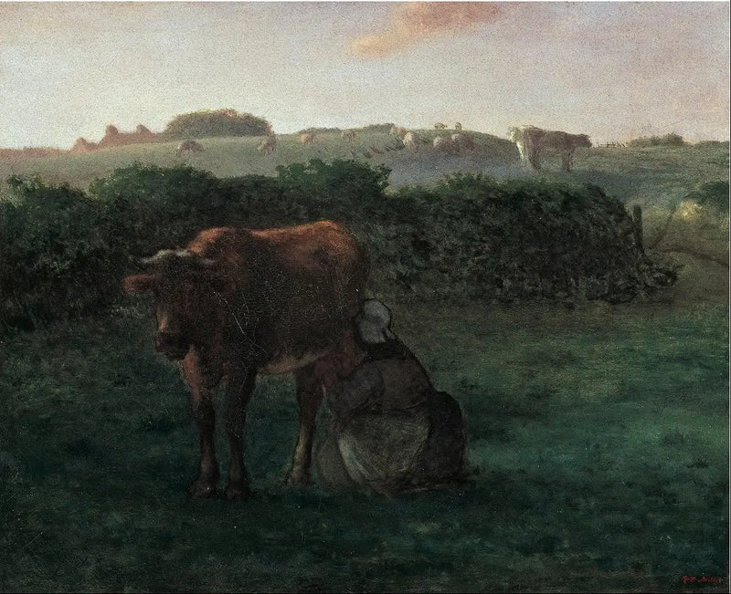 Kadın Bir İneği Çiziyor - Jean-François Millet