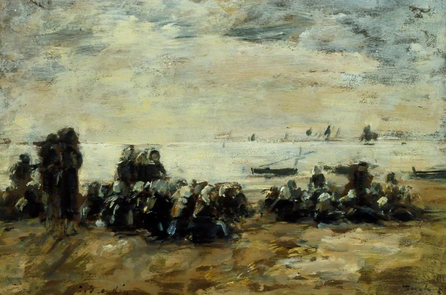 Berck Plajı'nda Balıkçı Botlarını Bekleyen Kadınlar - Eugène Boudin