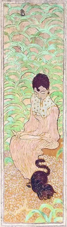 Bahçedeki Kadınlar: Kediyle Oturan Kadın - Pierre Bonnard