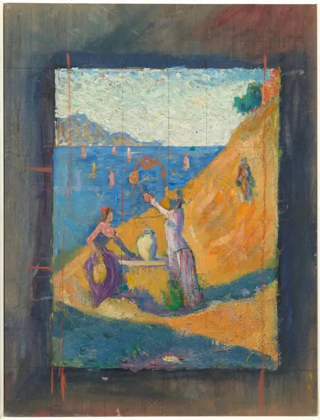 Kuyudaki Kadınlar. Taslak III; Saint-Tropez Limanı Manzarası - Paul Signac